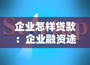 企业怎样贷款：企业融资途径及贷款流程解析
