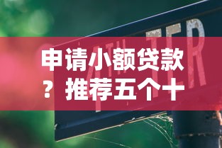 申请小额贷款？推荐五个十大靠谱网贷平台