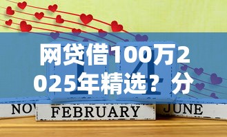 网贷借100万2025年精选？分享五个平台贷款好通过