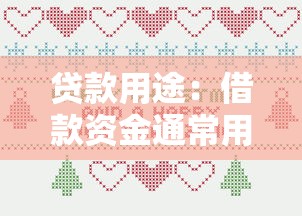 贷款用途：借款资金通常用于哪些方面