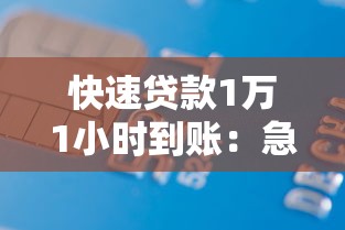 快速贷款1万1小时到账：急需1万元借款能否一小时内放款