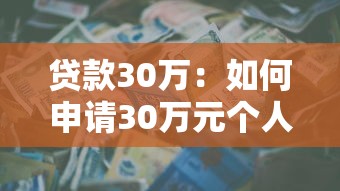 贷款30万：如何申请30万元个人信用贷款