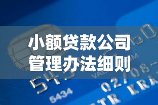小额贷款公司管理办法细则：小额贷款监管细则如何落实