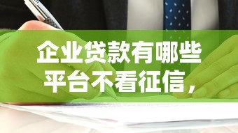 企业贷款有哪些平台不看征信，阐述5家2025最新平台征信花了可以借三五千块钱