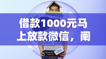 借款1000元马上放款微信，阐述5家2025最新65岁贷款平台