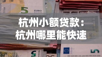 杭州小额贷款：杭州哪里能快速申请小额资金