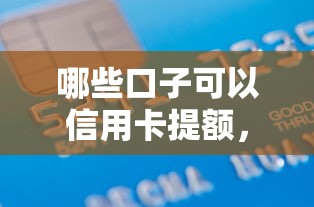 哪些口子可以信用卡提额，国内五大2025最新借款软件不看征信放款快