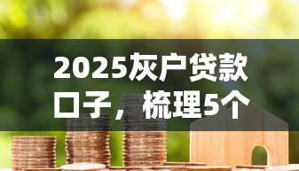 2025灰户贷款口子，梳理5个2025最新容易借到钱的平台