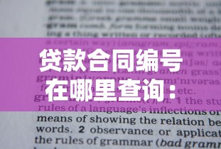 贷款合同编号在哪里查询：房贷合同编号如何快速查找