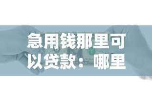 急用钱那里可以贷款：哪里能快速申请紧急贷款