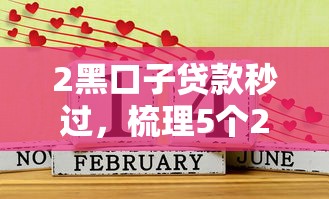 2黑口子贷款秒过，梳理5个2025最新黑户也能贷的平台