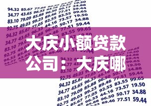 大庆小额贷款公司：大庆哪里能办理小额贷款业务