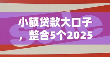 小额贷款大口子，整合5个2025最新分期贷款平台好