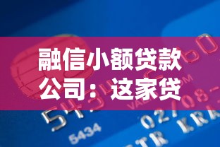 融信小额贷款公司：这家贷款机构如何申请小额信贷