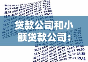 贷款公司和小额贷款公司：如何选择适合个人的短期借贷服务