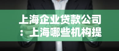 上海企业贷款公司：上海哪些机构提供企业融资服务