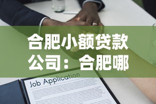 合肥小额贷款公司：合肥哪里能办理小额借款