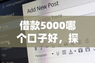 借款5000哪个口子好，探讨五款2025最新17岁平台可以借钱