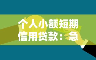 个人小额短期信用贷款：急需小额资金周转如何快速借款