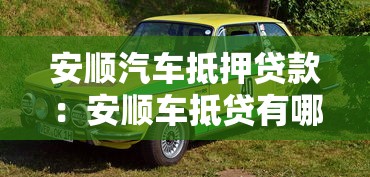 安顺汽车抵押贷款：安顺车抵贷有哪些注意事项