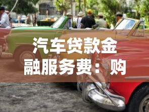 汽车贷款金融服务费：购车分期手续费包含哪些项目