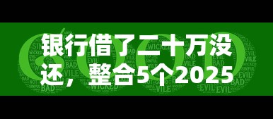 银行借了二十万没还，整合5个2025最新无条件放款的平台网站