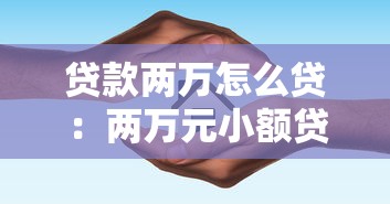 贷款两万怎么贷：两万元小额贷款申请流程指南