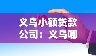 义乌小额贷款公司：义乌哪里能快速申请小额贷款