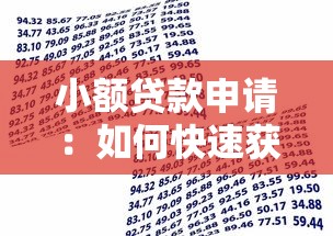 小额贷款申请：如何快速获得小额资金支持