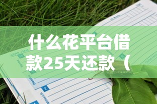 什么花平台借款25天还款（最新发布！）8个无视征信黑白100%秒下网贷平台