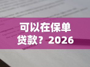 可以在保单贷款？2026最新测评10个贷款平台网