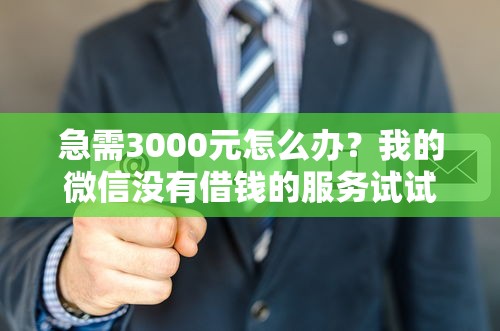 急需3000元怎么办?我的微信没有借钱的服务试试这6个无门槛平台 急需3000元怎么办?我的微信没有借钱的服务试试这6个无门槛平台