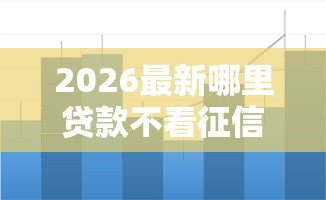 2026最新哪里贷款不看征信大数据，总结十个高炮黑户！