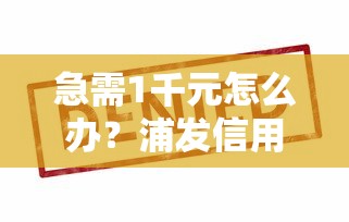 急需1千元怎么办?浦发信用卡几次被拒试试这7个无门槛平台 急需1千元怎么办?浦发信用卡几次被拒试试这7个无门槛平台