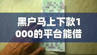 黑户马上下款1000的平台能借到钱吗？2000元无门槛借款5个平台推荐