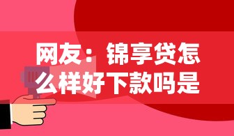 网友：锦享贷怎么样好下款吗是真的吗？求介绍几款企业贷款平台
