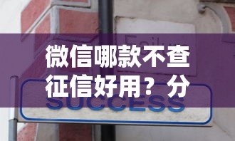 微信哪款不查征信好用？分享5个类似高炮口子的平台