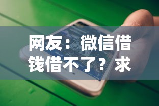 网友：微信借钱借不了？求介绍几款快速下款不看征信的平台