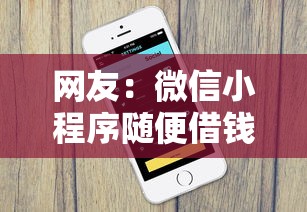 网友：微信小程序随便借钱？求介绍几款贷款咨询平台