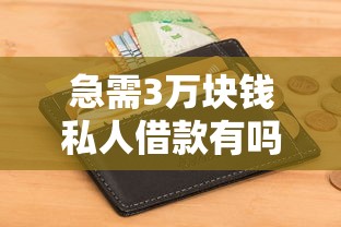 急需3万块钱私人借款有吗的话，可以看看这6个现在平台可以借钱