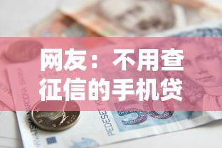 网友：不用查征信的手机贷款？求介绍几款借款平台能借钱