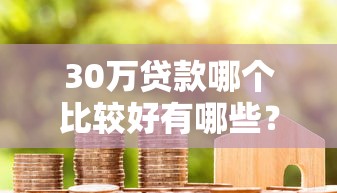 30万贷款哪个比较好有哪些？10个借1000元7天还的口子推荐给你