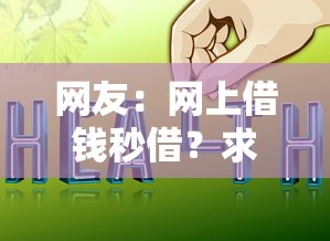网友：网上借钱秒借？求介绍几款网贷借钱平台好