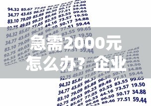 急需2000元怎么办？企业贷款哪家银行不看征信试试这6个无门槛平台