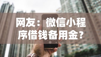 网友：微信小程序借钱备用金？求介绍几款放水口子